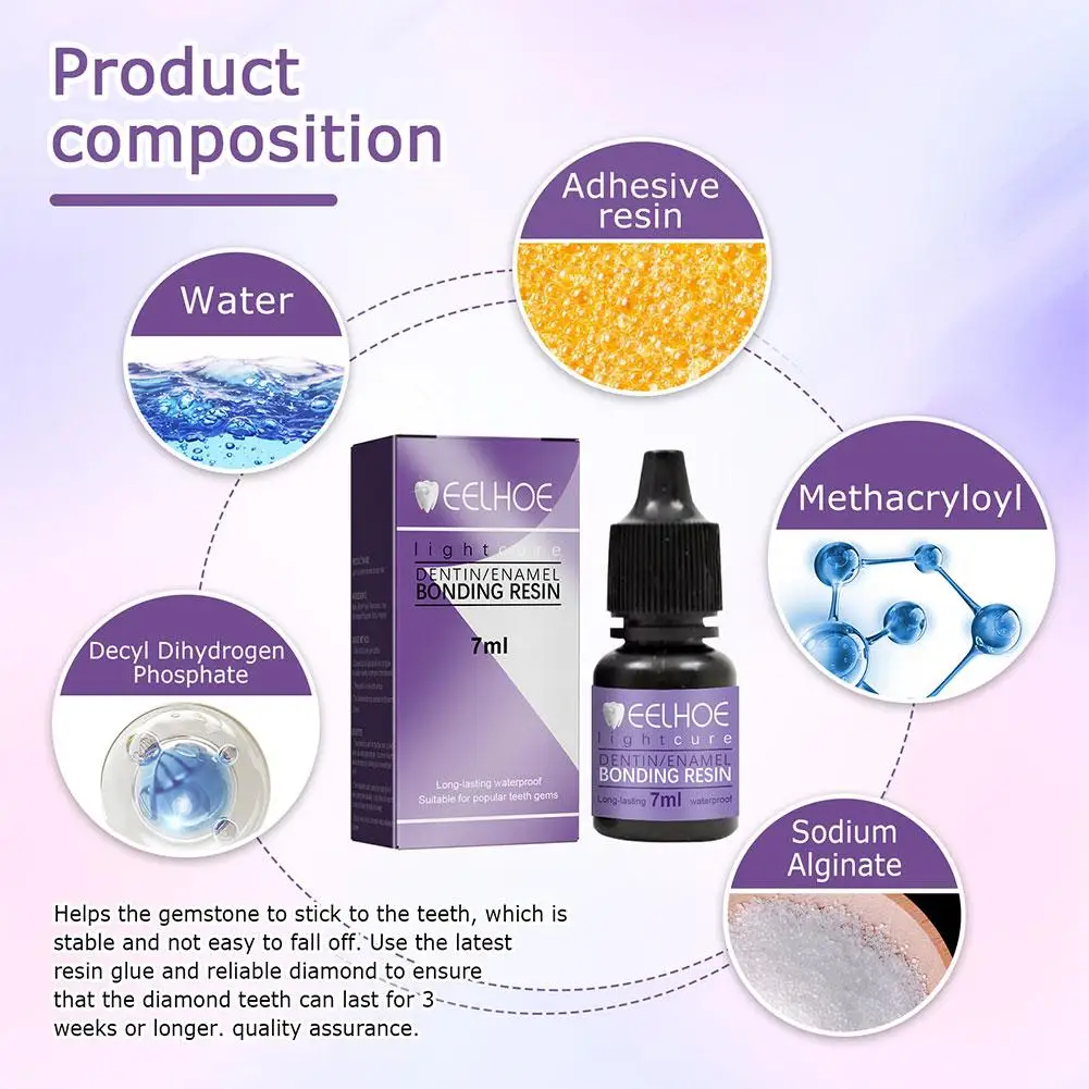 Adorno de dientes DIY con pegamento ligero de curado, adhesivo Dental profesional, adornos de cristales, fácil de quitar, decoración Dental Unisex