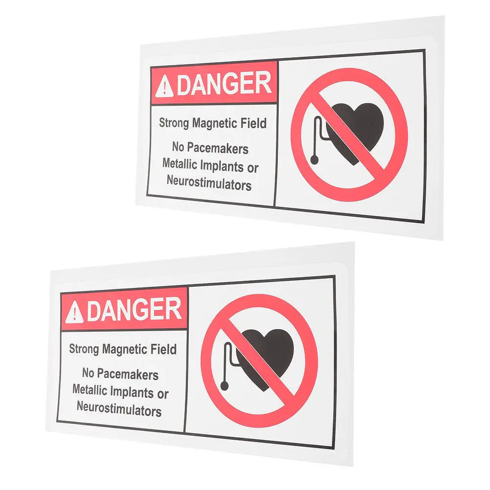 

2Pcs Warning Signs High Visibility Magnetic Field Safety Sticker No Metallic Implants Decal for Factories Hospitals