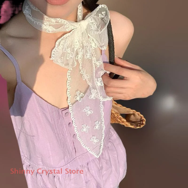 

Decorative Lace Long Scarf Sweet Versatile Fashionable Headwear Soft Ribbon