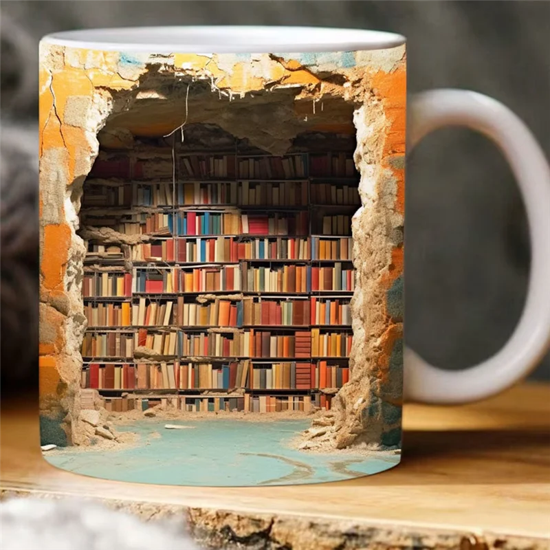 

ABMR-Bookshelf Mug 11Oz - A Library Shelf Cup, Library Bookshelf Mug, Book Lovers Coffee Mug, Creative Space Design No.5 Easy To