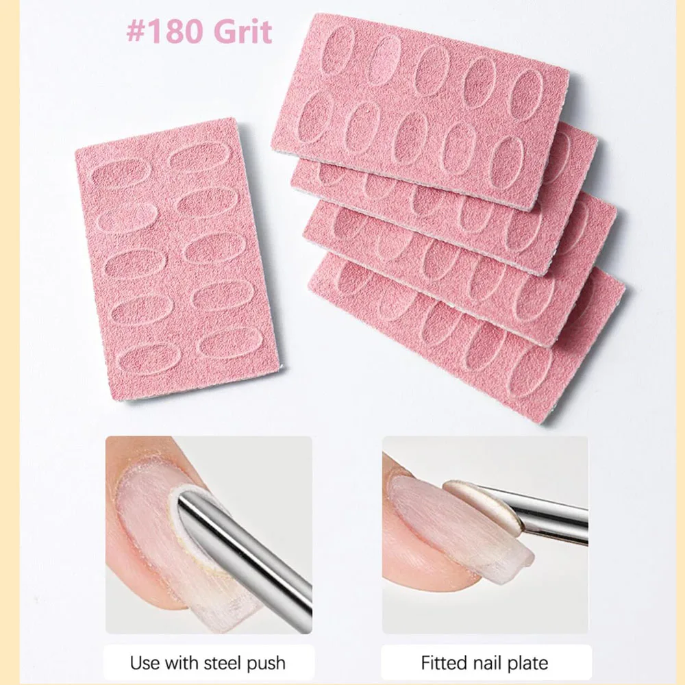 5 fogli di scaglie di sabbia autoadesive per spingipelle per unghie # 180Grit con lima per tagliare le unghie Set di carta vetrata pre lucidante Strumento per manicure