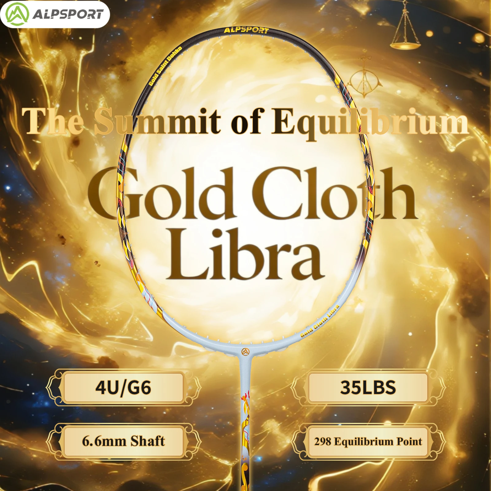 

ALPSPORT Libra 4U Max 35LBS Tension T1000 Carbon Fiber Badminton Racket 85g for Precise Control Suitable For Teenagers