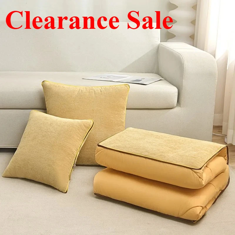 

New chenille rimmed cotton pure cotton pillow quilt dual-purpose two-in-one solid color thickened milk fleece pillow quilt