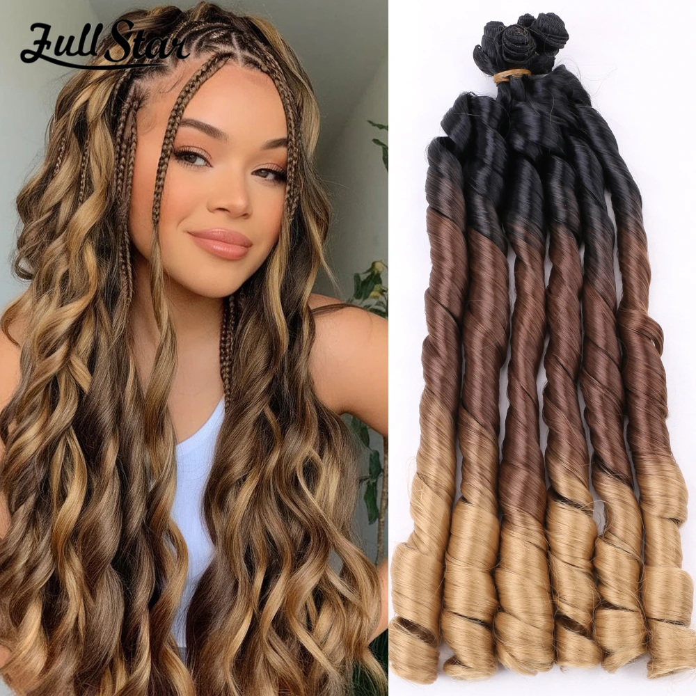 

Long Wave Synthetic Hair Large Curl Double Layer Hair Weft Curtain Black Ombre Brown Suitable for Women Hair Extensions C14