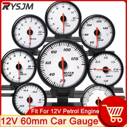 60MM Car Water Temperature Gauge 20-130 Celsius With Water Temp Sensor 10mm Tachometer Boost Voltmeter Vacuum Oil Press Gauge