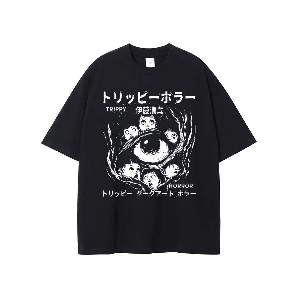 

Anime Junji Ito Graphic T Shirt Men Women Humor Terror Short Sleeve T-shirts Unisex Casual Pure Cotton T-shirt Y2k Streetwear