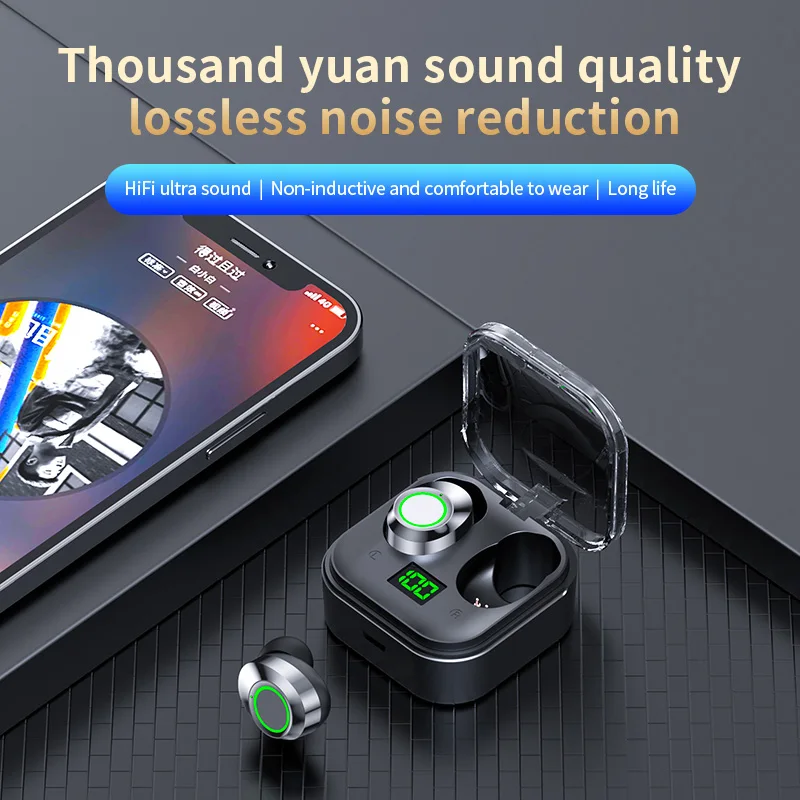 

TWS Wireless Bluetooth Headset LED Display Touch Control Earbuds with Mic Bluetooth Earphones Gamer Sports Wireless Headphones