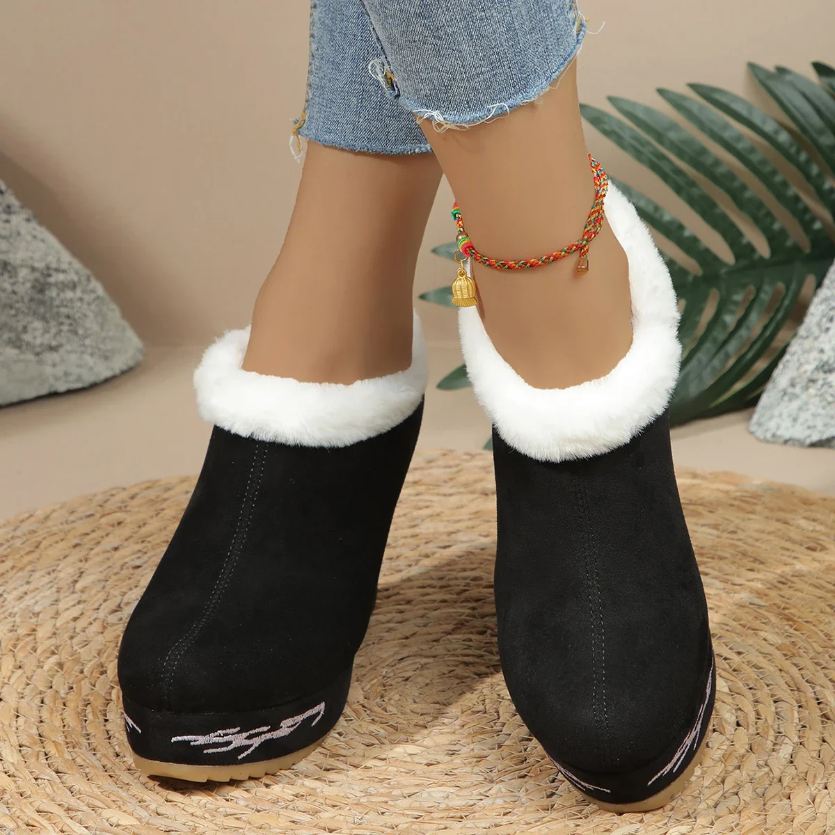 Women Boots 2024 New Winter Fashion Wedges Shoes for Women Comfortable Outdoor Warm Platform Ankle Boots Women Zapatos De Mujer