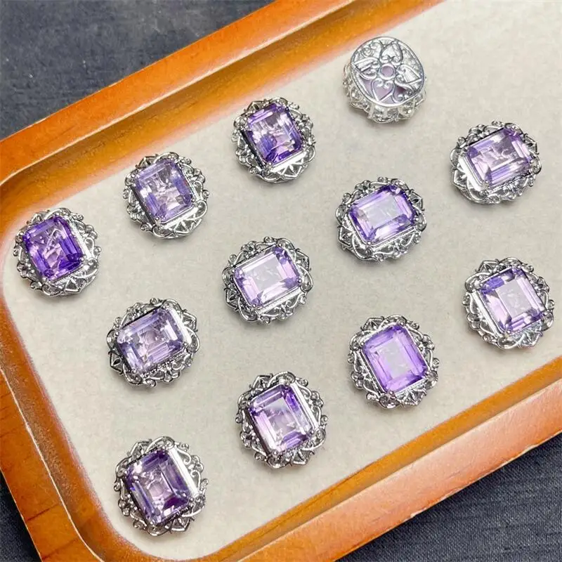 3PCS Natural Amethyst Pendant Healing Stone For Men Women Decoration Jewelry Accessories Holiday Gift 16X18MM