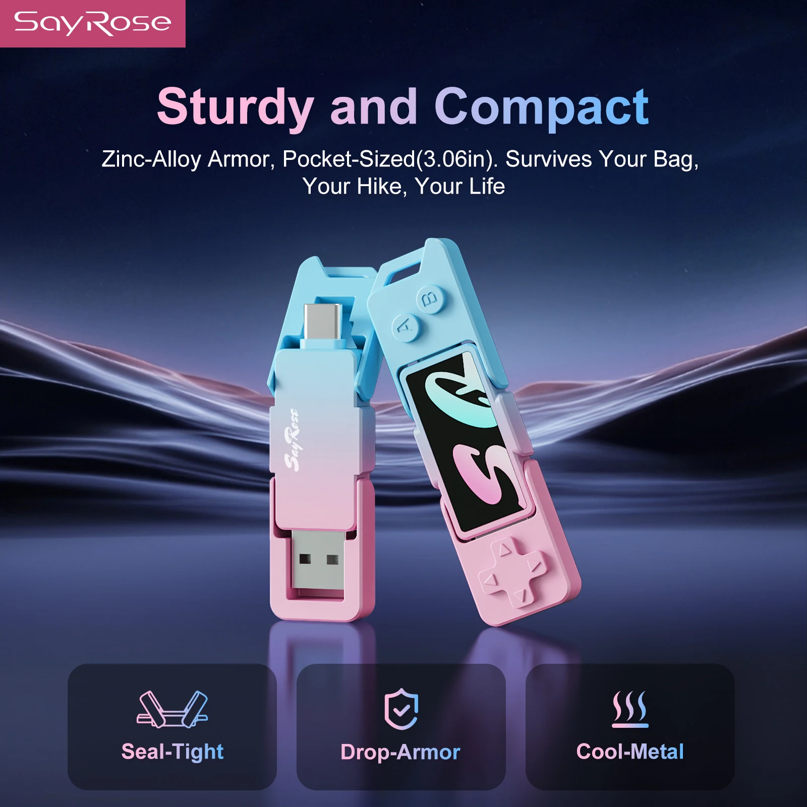 SayRose UP1 USB3.2 Gen1 Flash Drive Type C USB A Dual Interface 550MBs Retro Game Console Appearance Portable External Storage Disk For Laptop Phone Gift