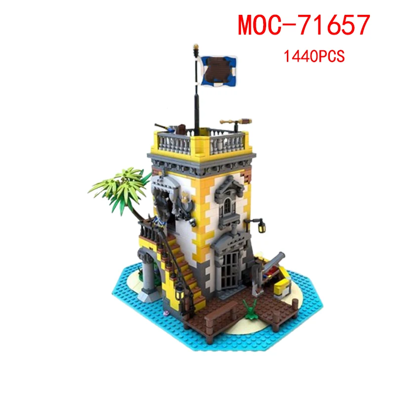 Spot MOC-71657 124819 Pirate Tower Small Particle Assembly Building Blocks Model Toy