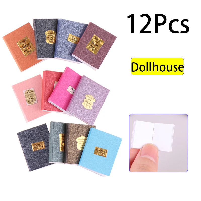 Livres miniatures pour maison de poupée 1:12, 12 pièces, modèle de livre, accessoires de décoration scolaire pour maison de poupée