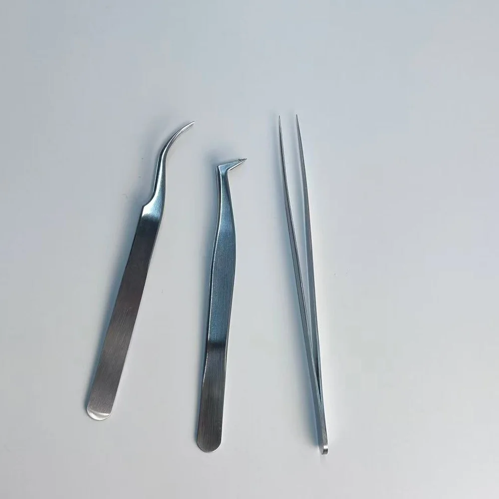 ملقط دقيق، ملاقط احترافية مطورة ذات طرف رفيع منحني، ملاقط من الفولاذ المقاوم للصدأ عالية الجودة للحرف اليدوية والإلكترونيات واللحام، E