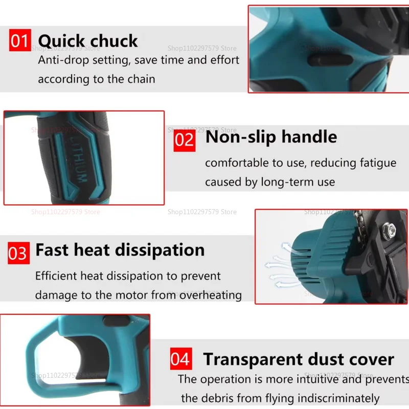 Motosierra eléctrica inalámbrica de 6 pulgadas, herramienta eléctrica de corte de madera para jardín, batería de 18V, sierra de registro ligera no incluida