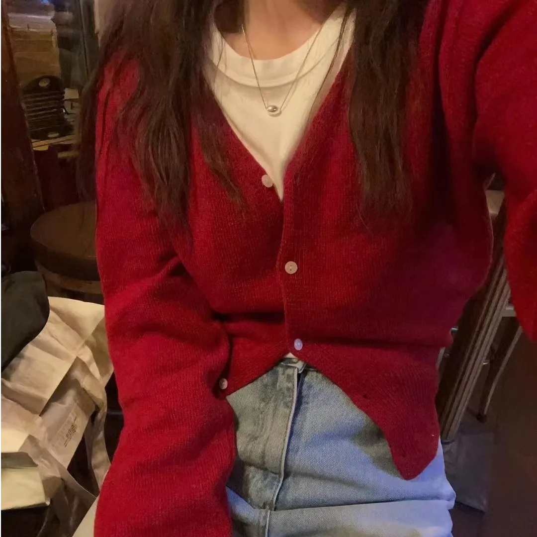 سترة قصيرة محبوكة للنساء، كارديجان مفتوح بأكمام طويلة وياقة على شكل V، قطعة علوية متعددة الاستخدامات بأسلوب حلو وقصة ضيقة من ...