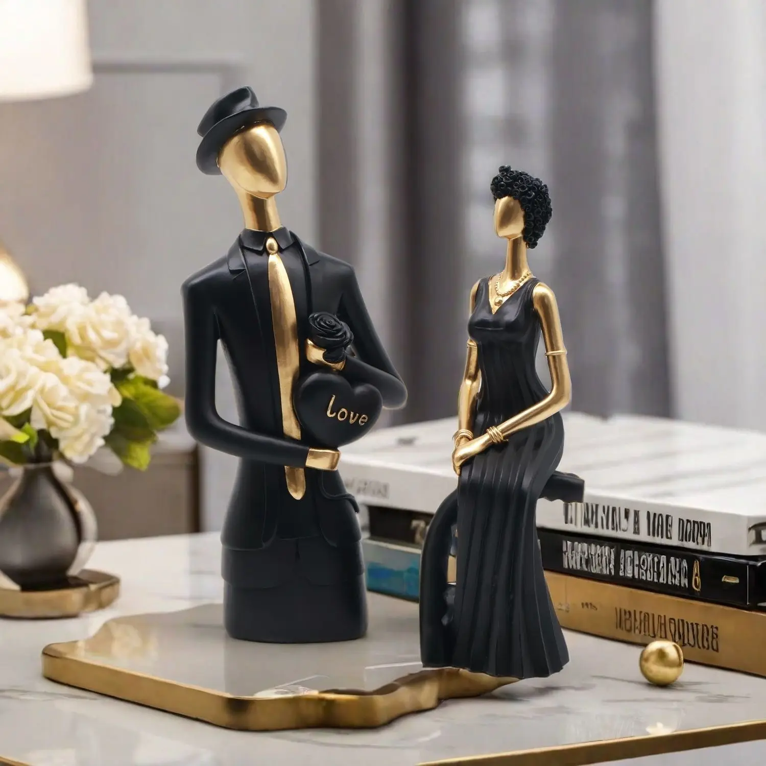 Decor Resin Sculpture Nordic Decor Sculpture for Live Room Statue for Home art Decor Creative Wedding Gift Couple Ornaments