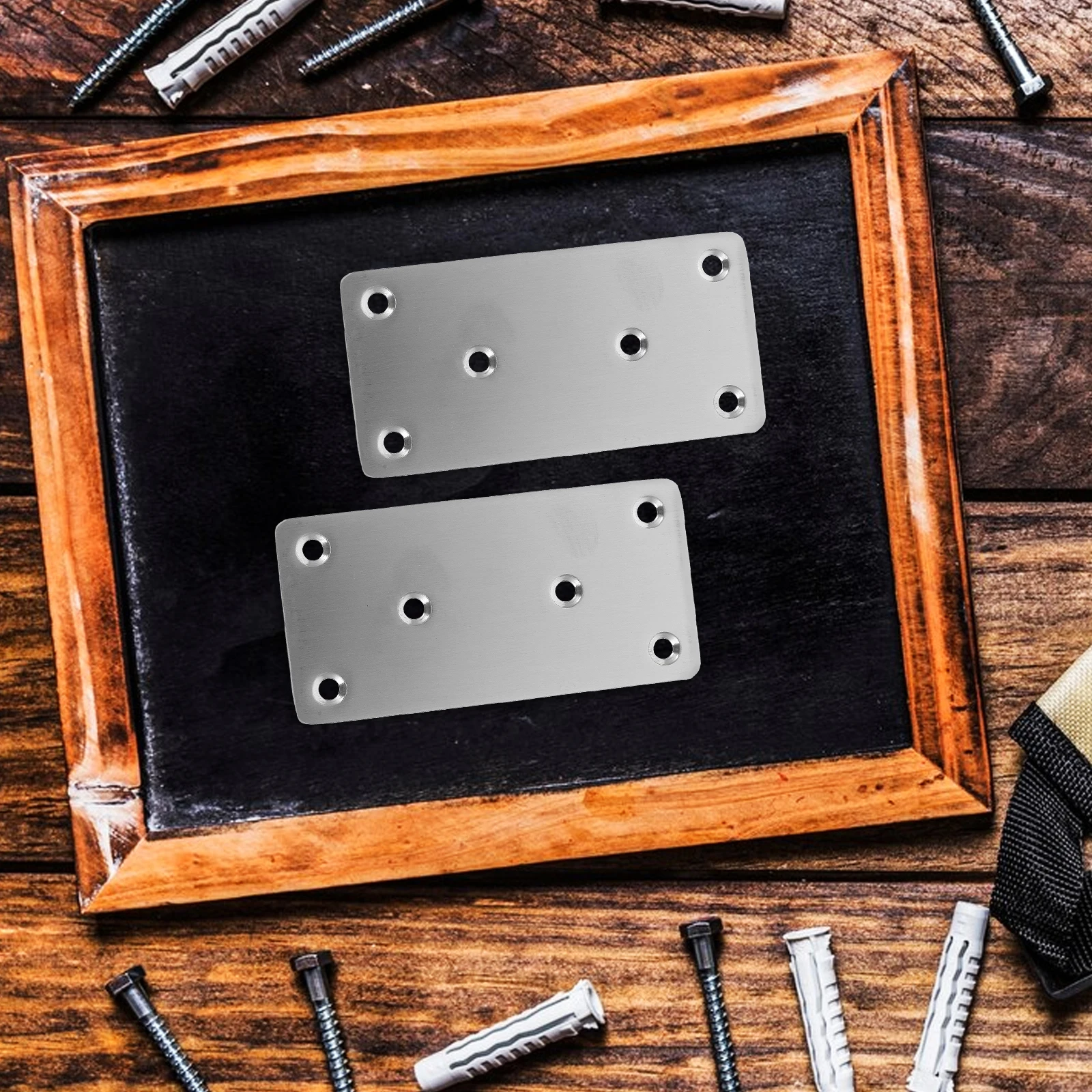 

6Pcs Stainless Steel Flat Metal Brackets for Wood Furniture Repairs Mending Plates Support Flat Corner Brackets