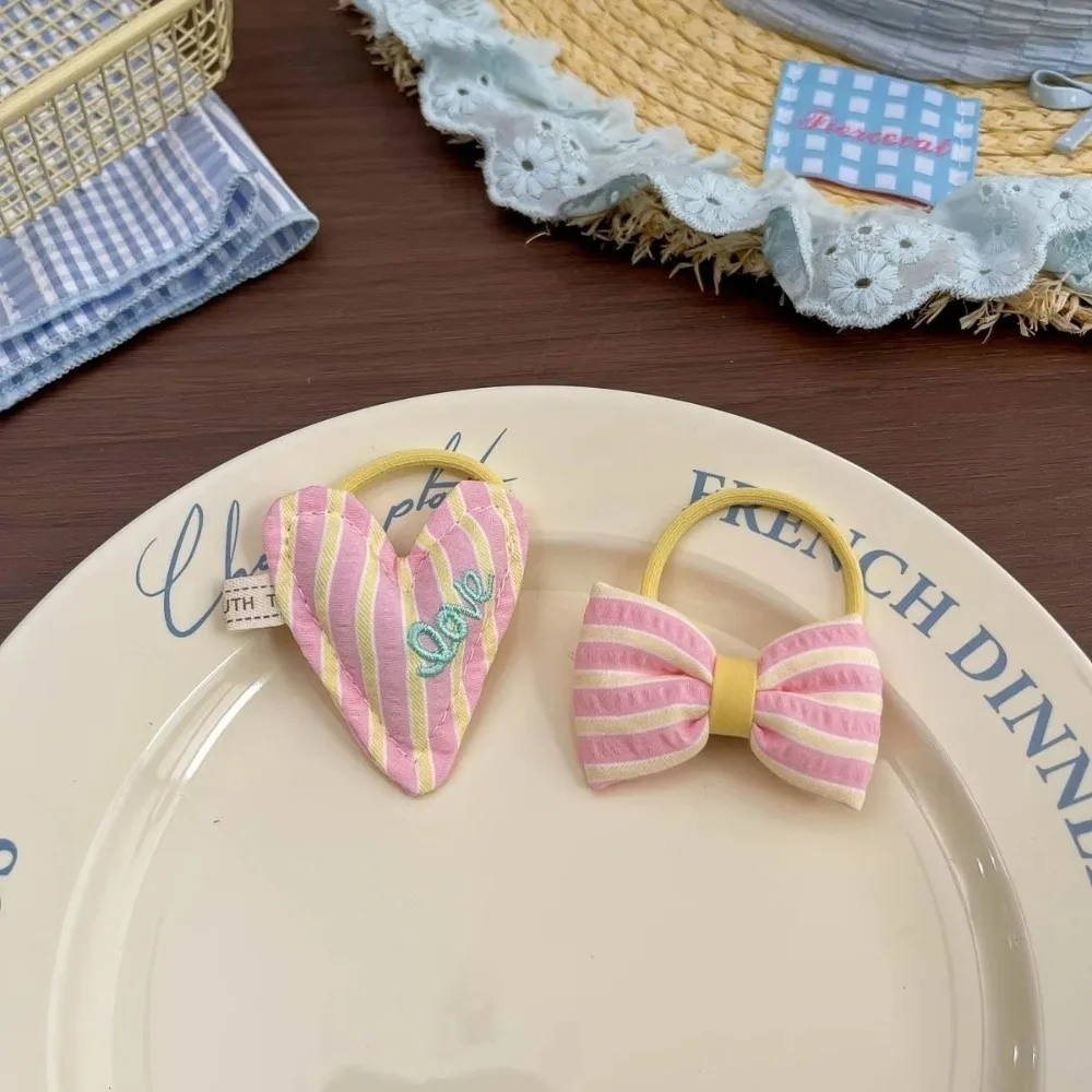 2 Pcs Set Striped Pattern Hairpin Hair Clip Korean Style Fabric Material Elastic Hair Band Elastic Stretch Bangs Hair Clip