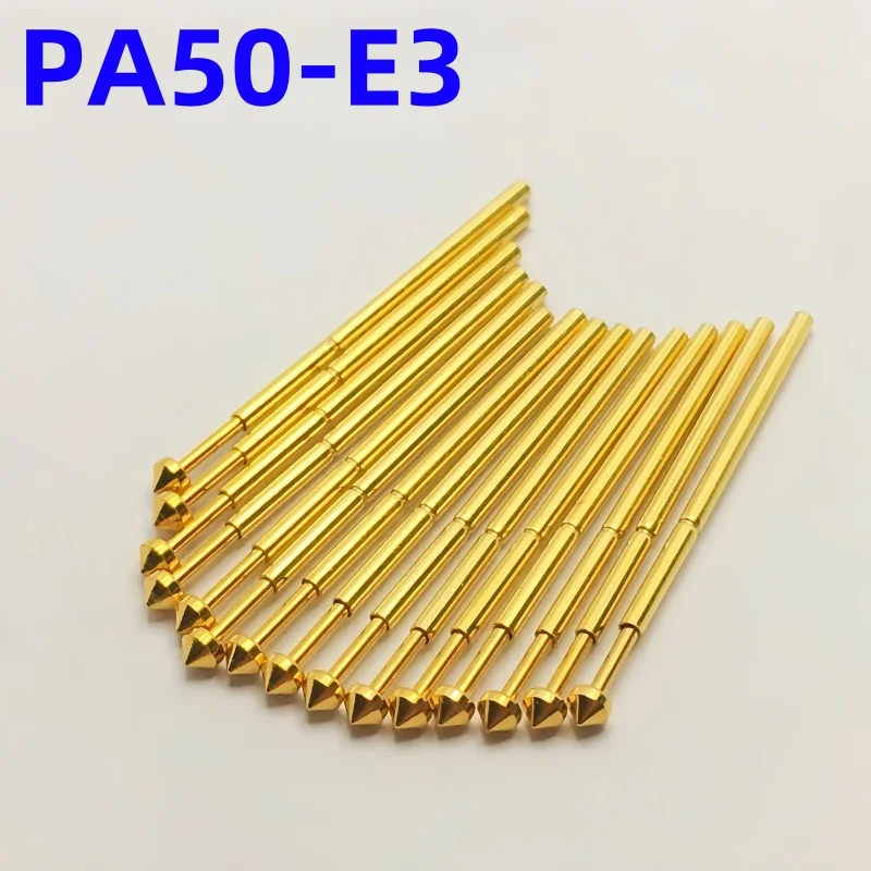 20/100PCS PA50-E3 Spring Test Probe PA50-E PCB Test Pin Test Tool 16.5mm Dia0.68mm Gold Needle Tip Pogo Pin P50-E P50-E3 1.20mm