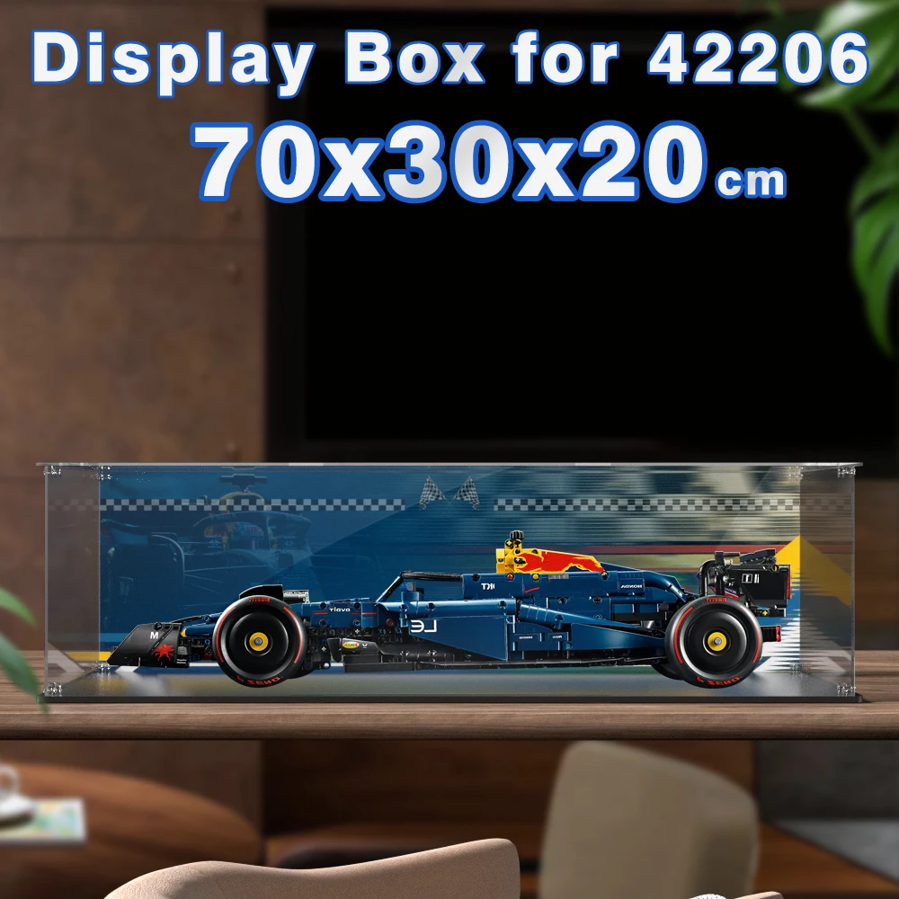 علبة عرض صندوق عرض لسيارة سباق RB20 42206 صندوق تخزين الطوب الشفاف المقاوم للغبار
