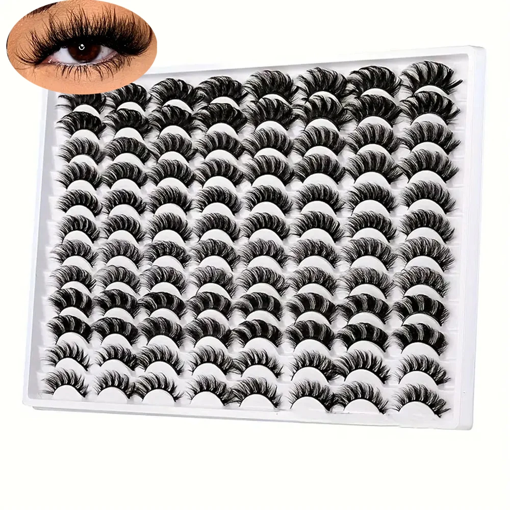 48 pares de 6 estilos de cílios postiços misturados 5D cílios postiços encaracolados, grande capacidade e reutilizáveis, criando uma maquiagem perfeita