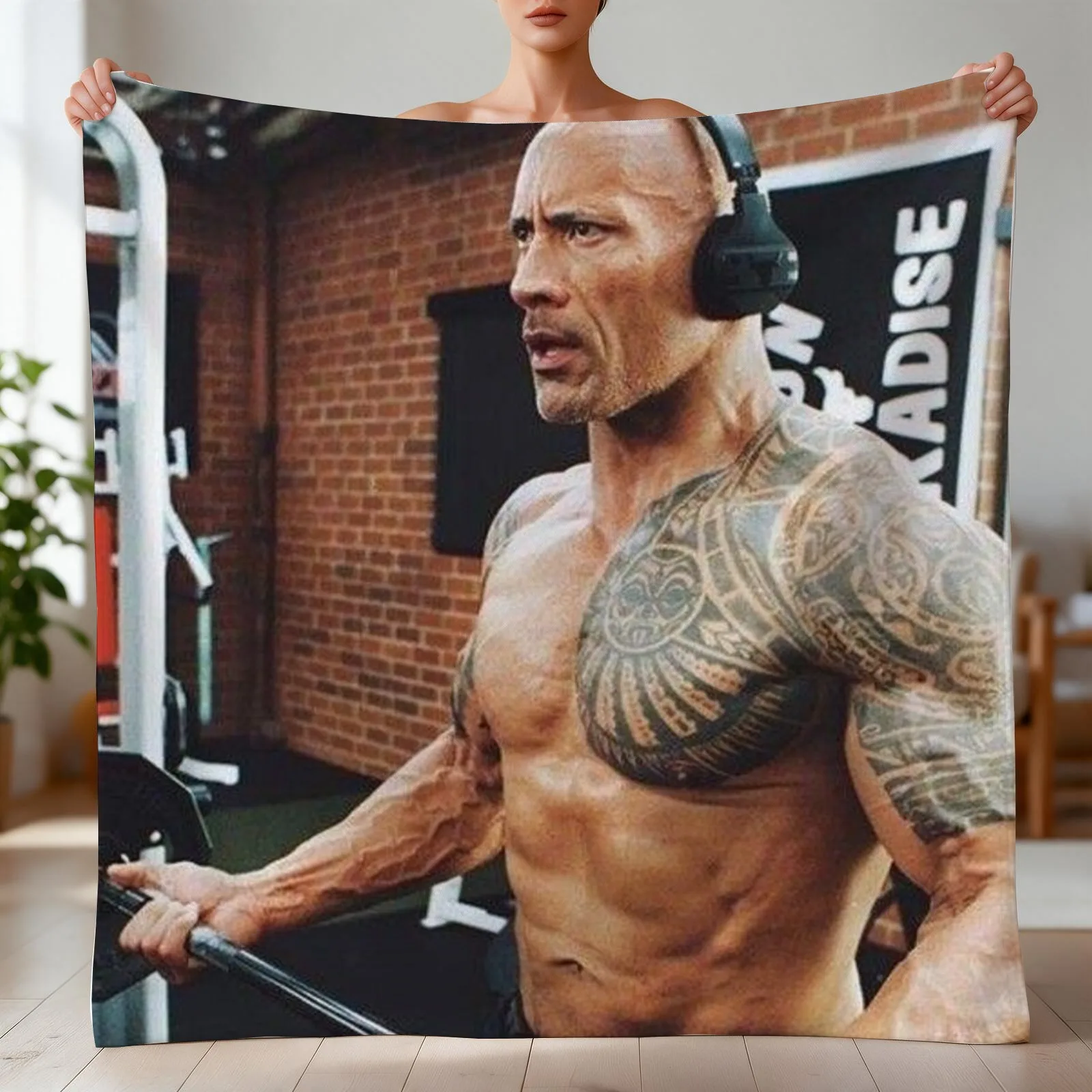 dwayne the rock johnson gym Throw Blanket Plaid christmas gifts Sofas Blankets