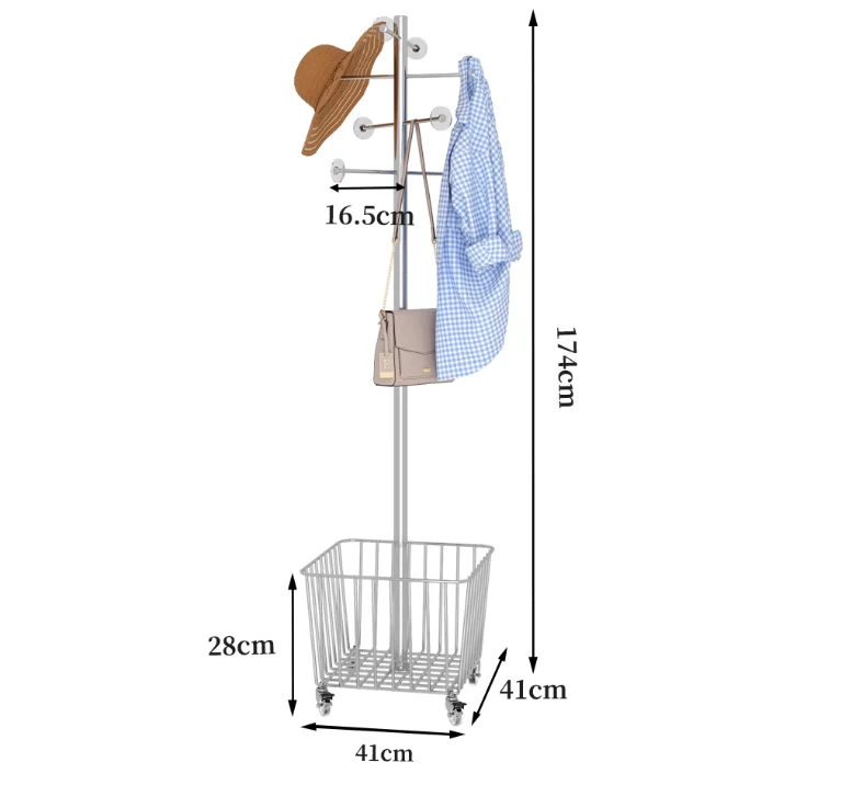 Corner Coat Rack Multi-Function Floor Standing Clothes Hanger Racks Removable Metal Clothing Storage Shelf Cabinet Hanging Rack