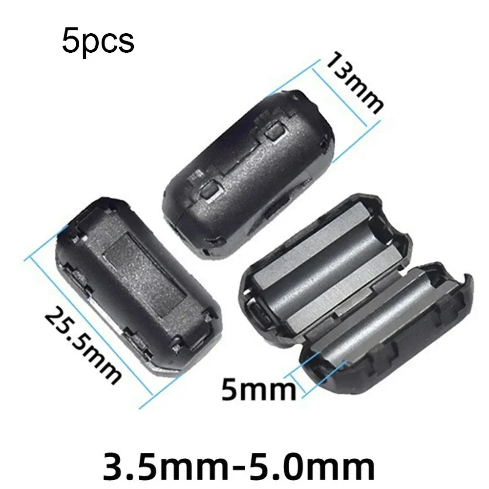 5 PCS Toroidal Core Ferrite Noise Suppressor Filter Ring Cable Clip 3.5-13mm Bead Choke EMI RFI Singal Anti-jamming Noise Filter