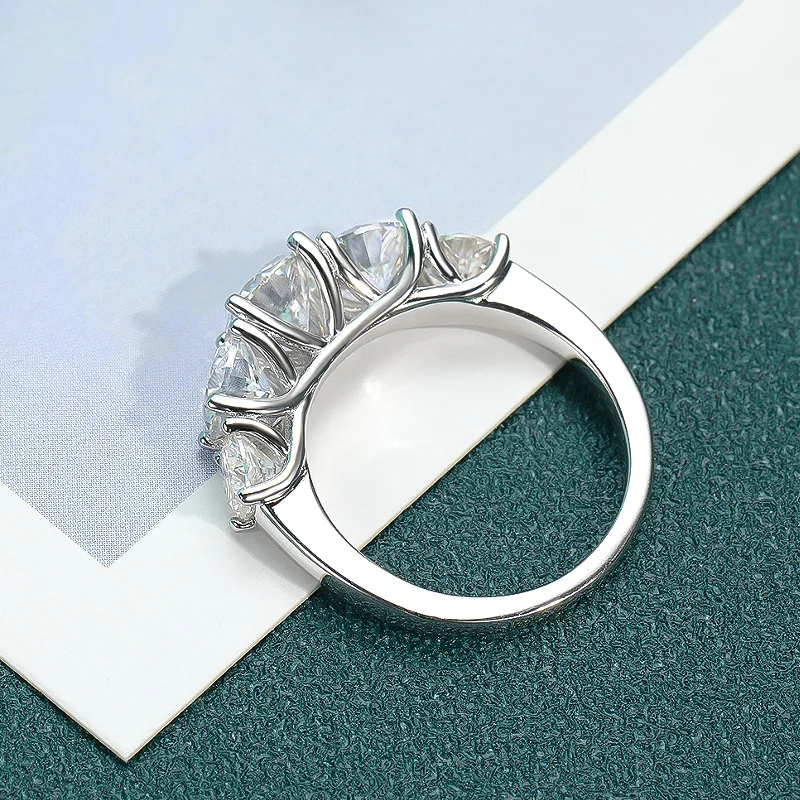 Halaile D Color Moissanite S925 Sterling Silver Row Ring Trendy Fine Jewelry Women\'s Classic Wedding Bridal Luxury Gift