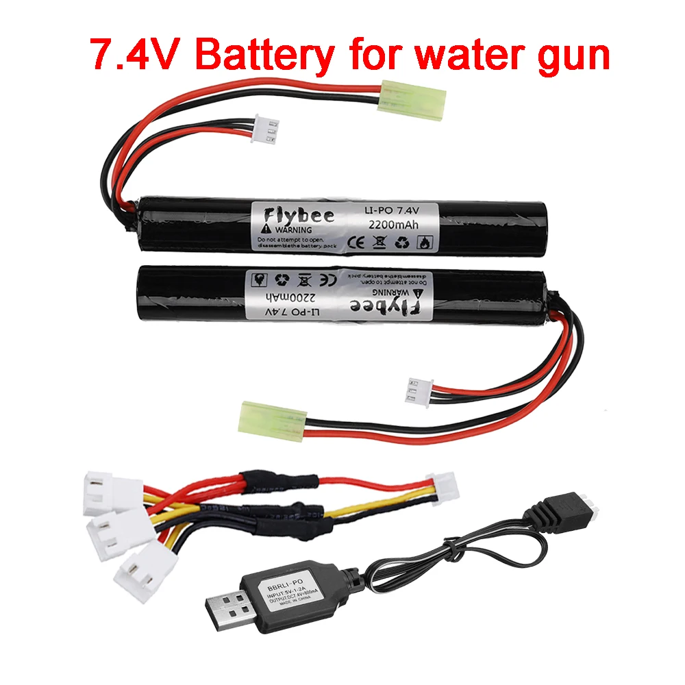 18650 Airsoft gun battery Lipo Power Battery 7.4V 2200MAH for AKKU Mini Airsoft toys Gun water gun 7.4 V 2S Battery model parts