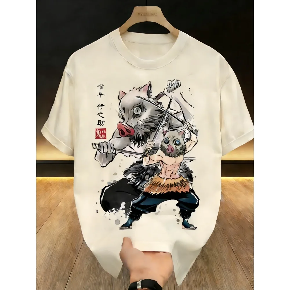 

Summer Plus Size Demon Slayer Anime Printed Men, Women T-shirt Casual Parent Child Top Fashion Street Wear Harajuku Style Y2K