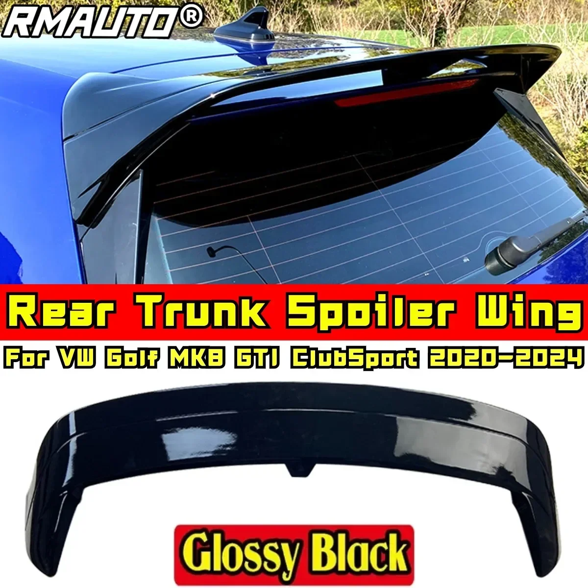 

Golf MK8 GTI Rear Roof Spoiler Glossy Black Sport Style Rear Roof Wing For VW Golf MK8 GTI ClubSport 2020-2024 Car Accessories