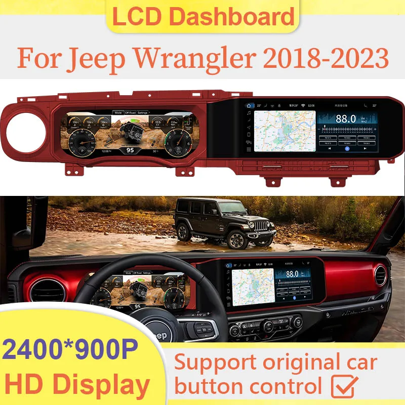 New Dual Screen For Jeep Wrangler 3JK 2018-2023 Speedometer Digital Instrument Cluster Car Dashboard LCD Display CAR Radio