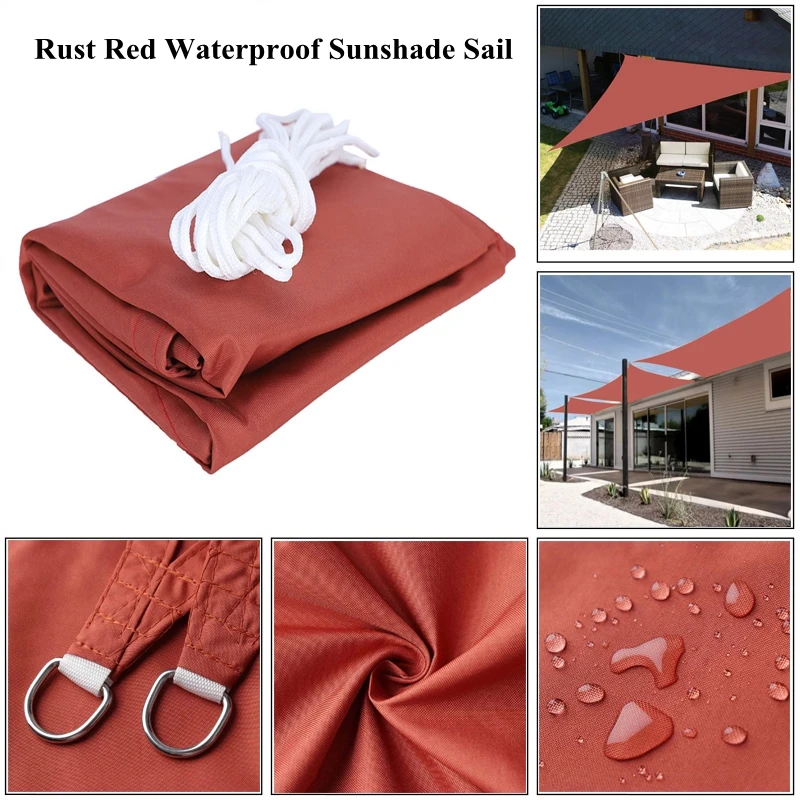 

Rust Red Waterproof Sun Shade Sail Garden Patio Shelter Rainproof Outdoor Awning Swimming Pool Sunshade Cloth 95% Shade Rate