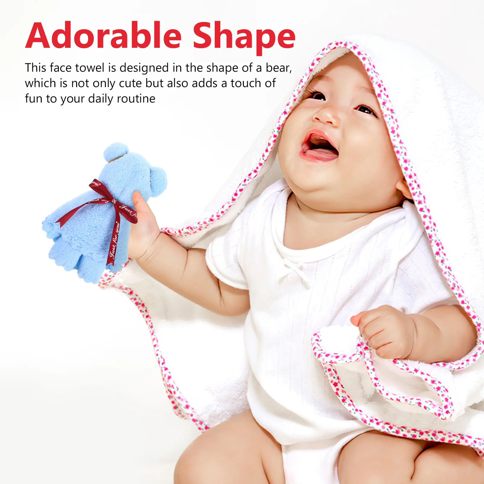 

12Pcs Bear Towel Cute Cartoon Face Towel Soft Coral Fleece Washcloth for Bathroom Shower Kids Gift Party Favors Decorative Hand