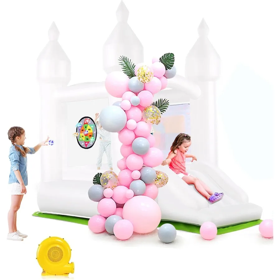 

Надувной праздничный белый прыгающий дом с воздуходувкой UL, портативный мечтательный белый надувной замок 3 в 1, для использования в помещении и на открытом воздухе Backya