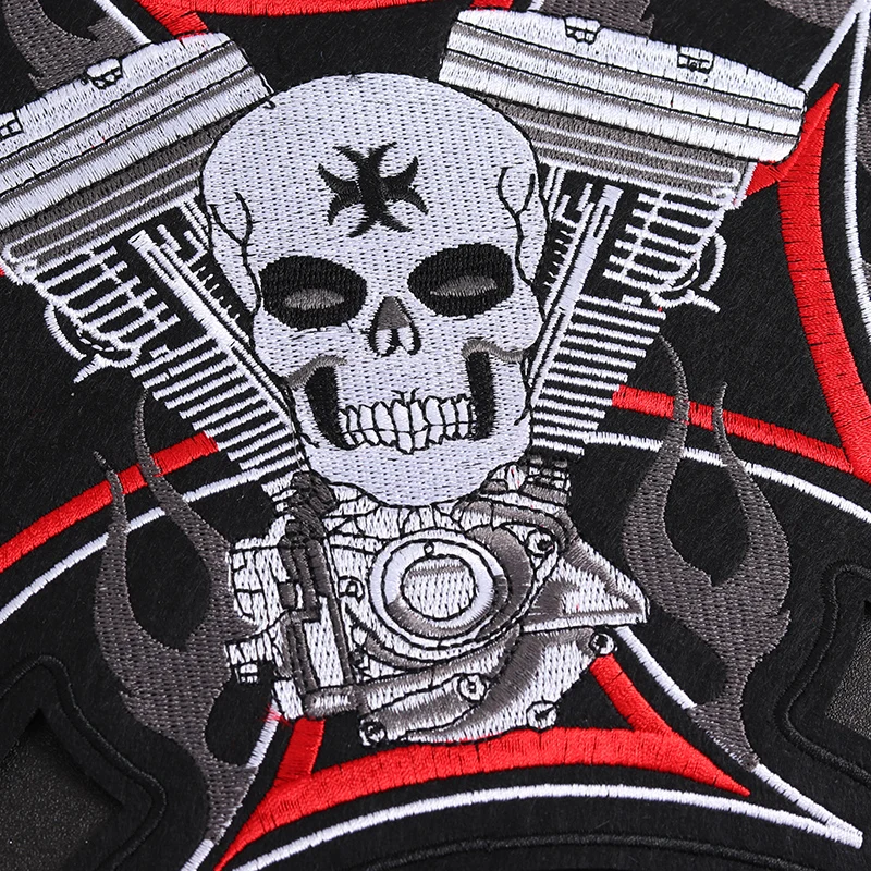 Punk skull size: 25x24cm Cloth Patch Embroidered Applique Sewing Clothes  coat Apparel Accessories Badges red