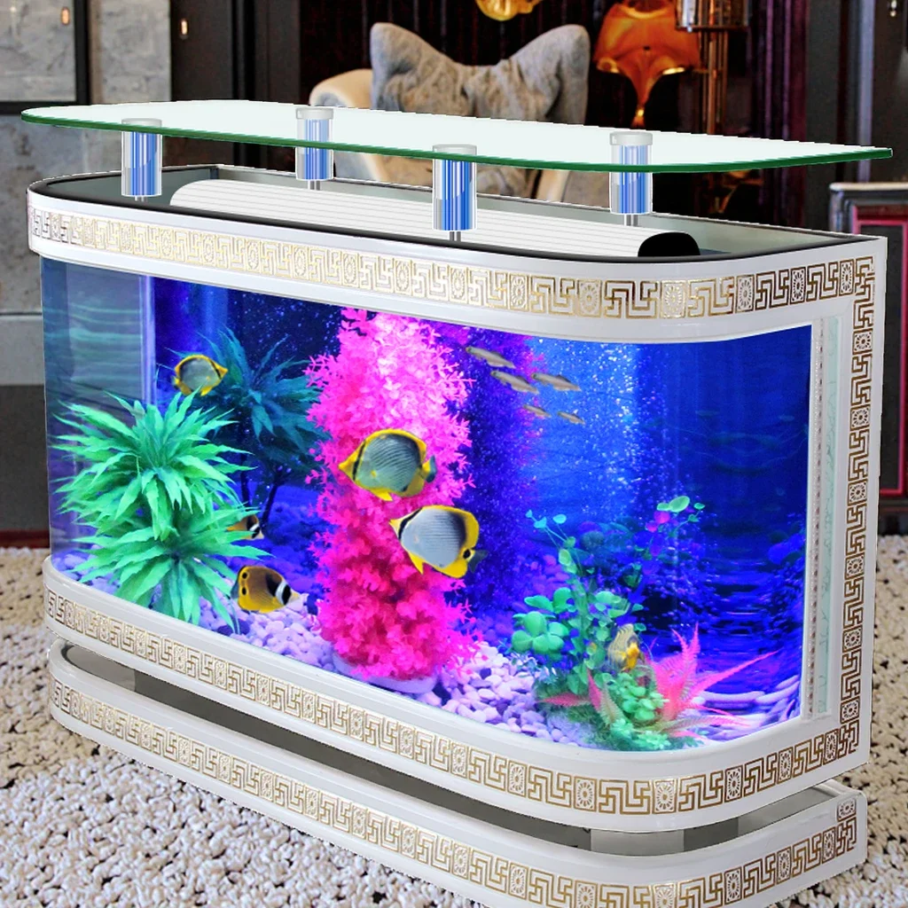

European Style Luxury TV Tank Elegant Glass Aquarium & Accessories Eco-friendly 25W Power for Living Room