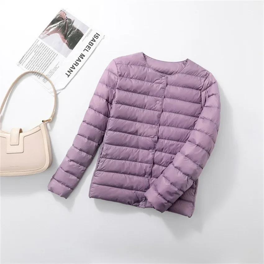 NONE Damen Daunenjacken Plus Mäntel Leichte Ente Daunenjacke Damen Matt Stoff Leichter Mantel Warmer weiblicher Windjacke Parka 6
