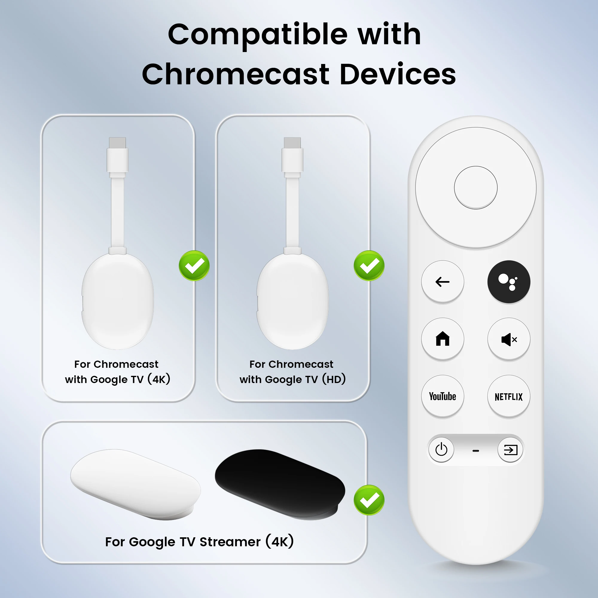 Ersatz-Sprachfernbedienung für Google Chromecast TV-Streamer 4K Kompatibel mit Streaming-Media-Player-Fernbedienung – Detail 2