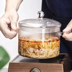 Transparent Glass Soup Pot Heat-Resistant Soup And Stock Pot Household Glass Bowl Kitchen Utensils Gas Stove Induction Cooker