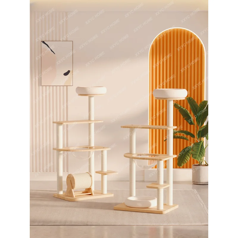 

Cat Climbing Rack Cat Nest Cat Tree Integrated Small Solid Wood Villa Space Capsule Cat Rack Cat Supplies Do Not Cover an Area