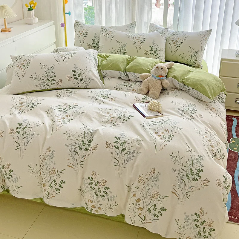 Bedding, Dormitory, College Student, Three piece Cover, Bedding, Pure Cotton, Four piece Set, Countryside, Small Fresh Bed, Sing