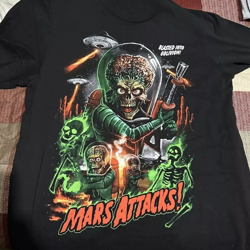 Mars Attack T-Shirt Attack Basic Style 90er-Jahre-Kurzarm-T-Shirt S-4XL – Herren- und Damen-Druck, lässig, Straße, Alltagskleidung