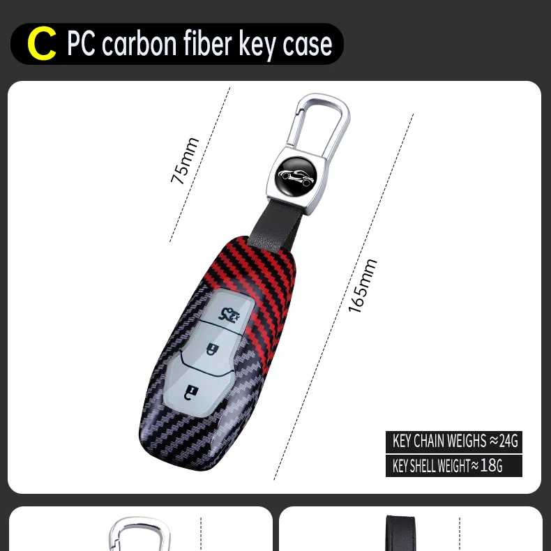 Carbon Fiber Car Key Cover Fob Case Shell for Ford Fusion F-150 Explorer Edge Mustang Mondeo Kuka 2013 2014 2015 2016 2017 2018 view 6