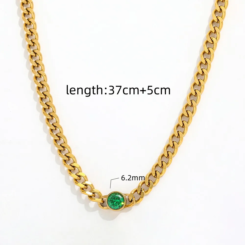 Joolim Jewelry Pvd Wholesale Waterproof Classic Hot Seller Love Red Drill Pendant Chunky Cuban Chain Necklace for Women