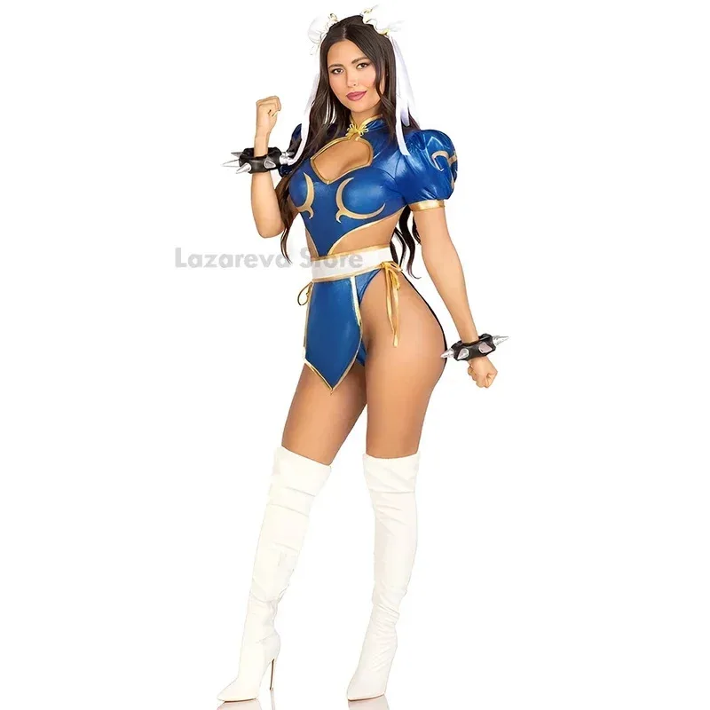 QQ 123Chuli مطاطا لي تأثيري حلي شعر مستعار لعبة SF ركوب اللعب مقاتلة OnlyFans الكونغفو هالوين فستان مثير بدلة الحفلات #5