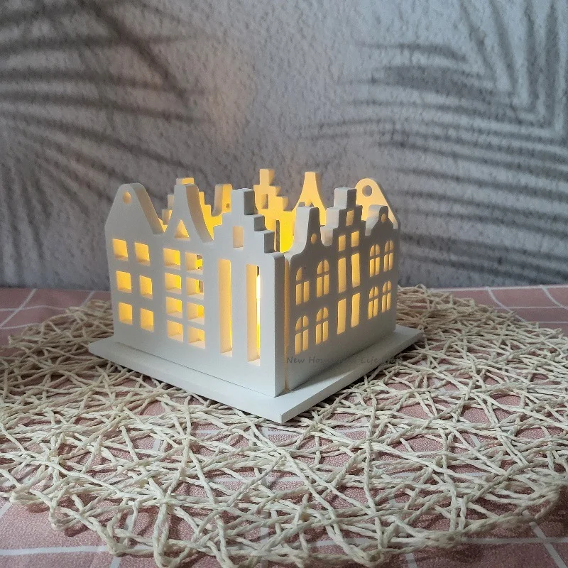 European House Silicone Mold Buildable Building Light House Mould DIY Cement Gypsum Clay Casting Epoxy Resin Mold Home Decor