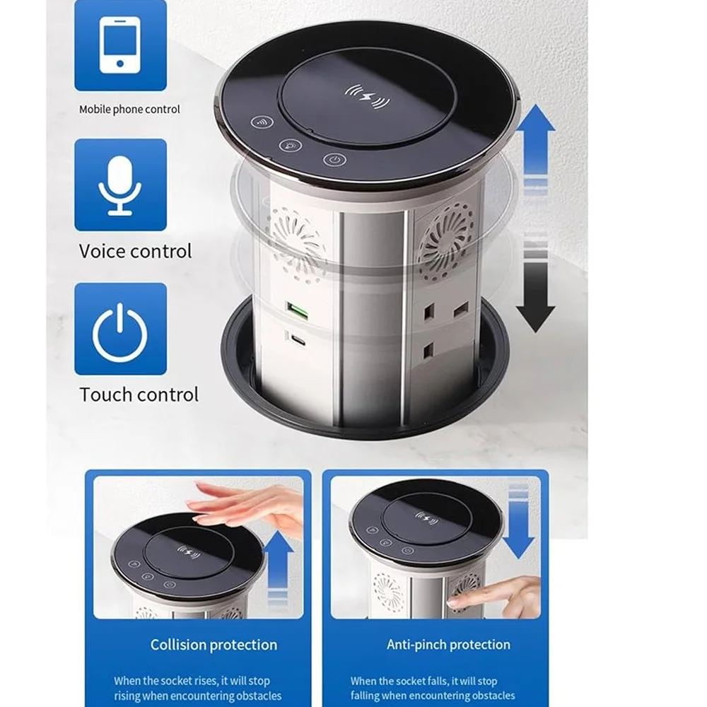 Multi functional wireless socket for countertop lifting, suitable for living rooms, conference rooms, kitchens