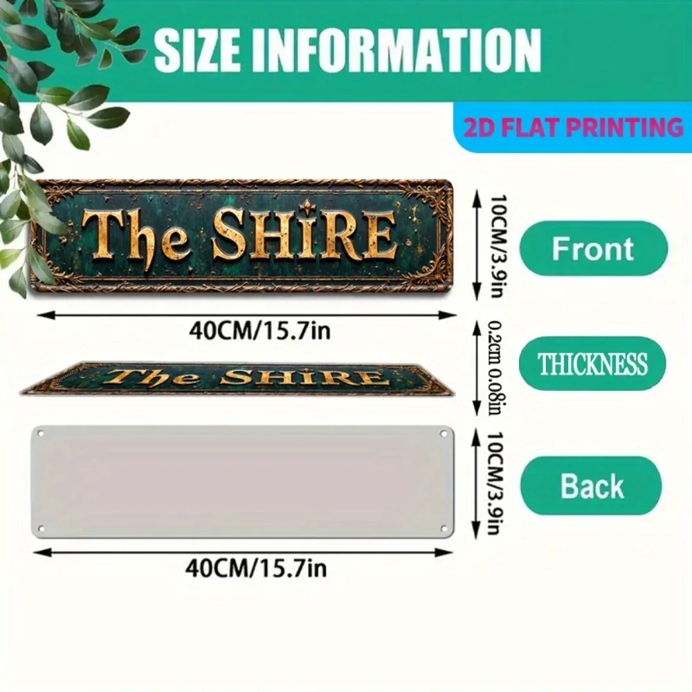 لافتة حائط معدنية عتيقة من The Shire - ديكور ألومنيوم ذهبي ريفي مقاس 15.75 بوصة × 3.94 بوصة متين وسهل التركيب للمنزل والمقهى والمرآب G #3